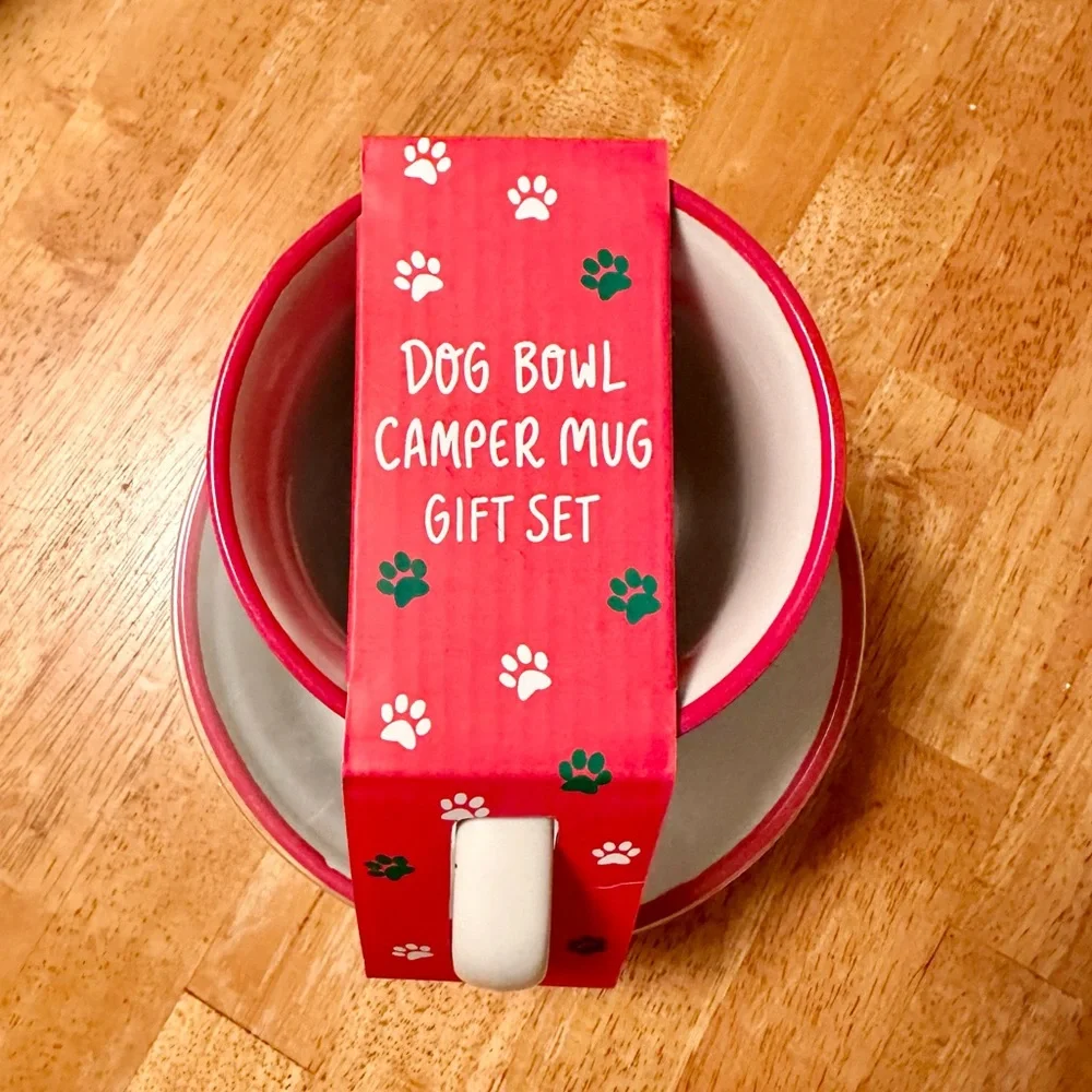 Eccolo Ceramic Dog Bowl & Camper Mug Set Santa's Favorite Yelper BRAND NEW!!